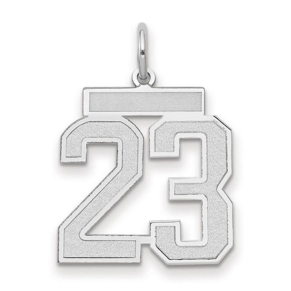 14k White Gold, Jersey Collection, Medium Number 23 Pendant